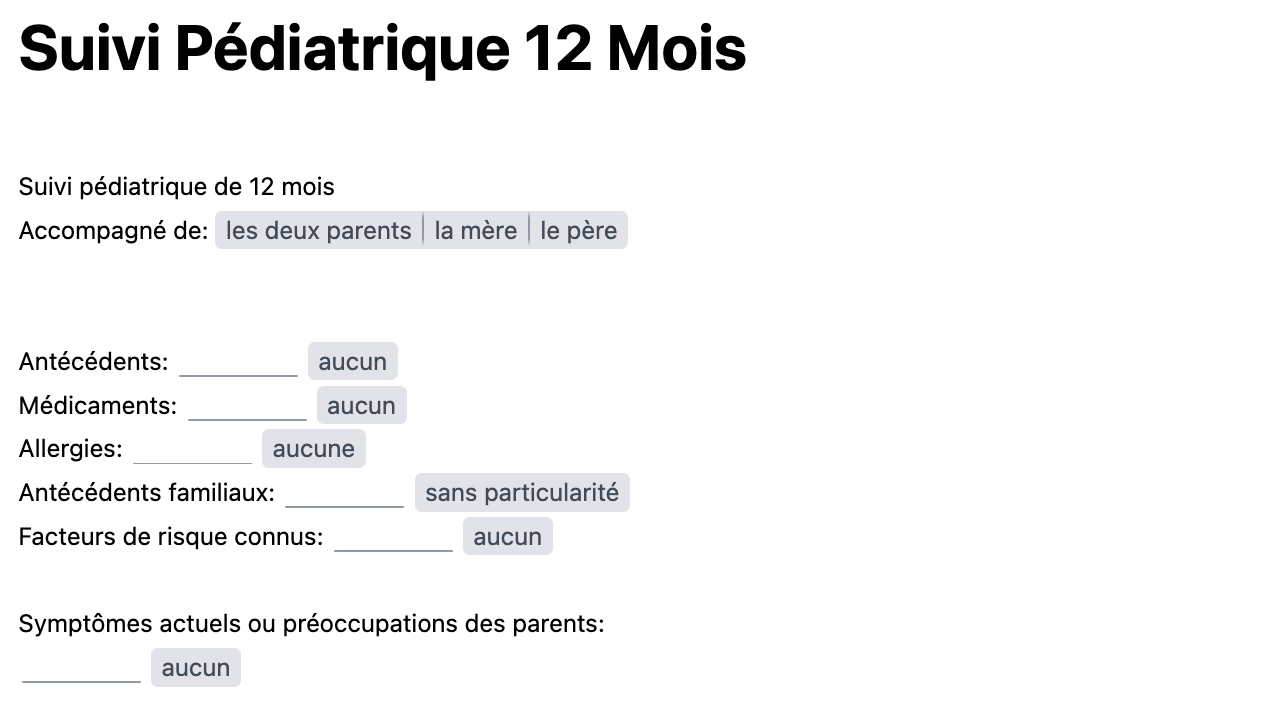 Suivi Pédiatrique 12 Mois