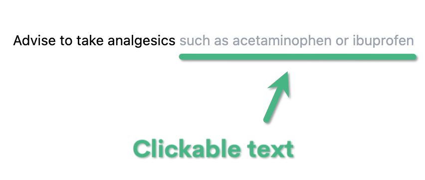 Example of clickable text in Dilato template