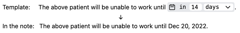 Date calculation example for future date in Dilato