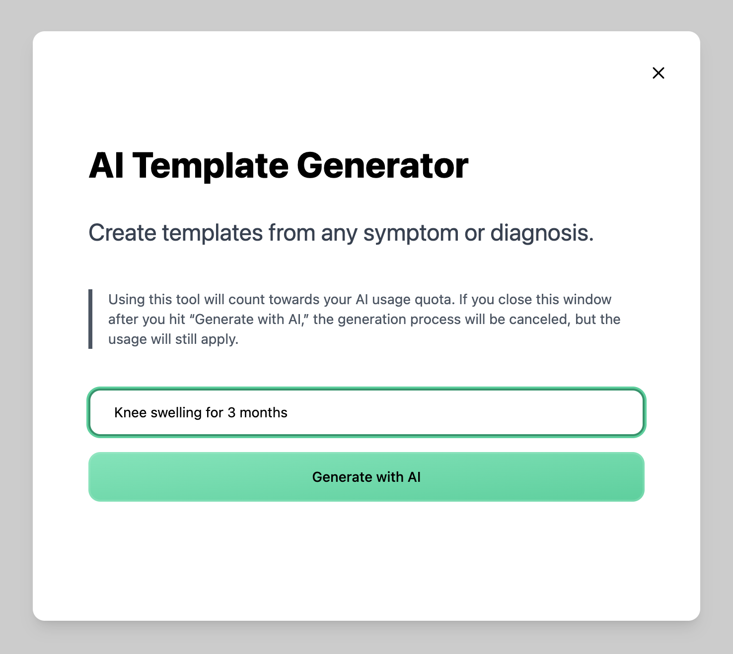 Generating a one-off template in Dilato