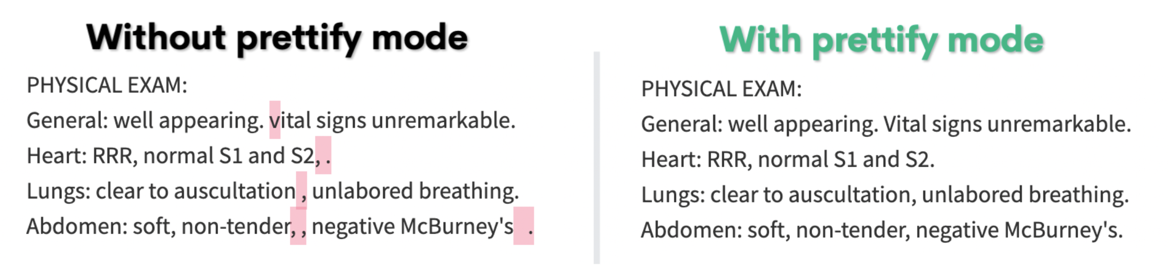 Example of Prettify Mode in Dilato